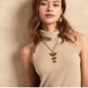 Banana Republic beige/tan mock neck ribbed sleeveless dress